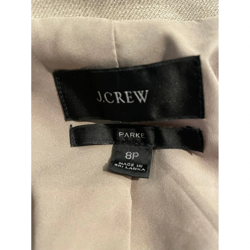 J Crew Linen Suit Set Women's Size 8P Cream Blazer and Size 6P Pants